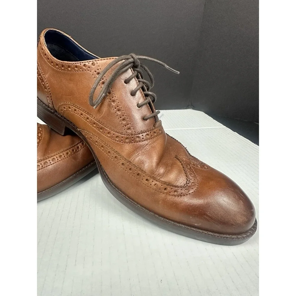 Cole Haan Mens Wayne C30687 Brown Leather Wingtip Oxford Dress Shoes Size 11 M